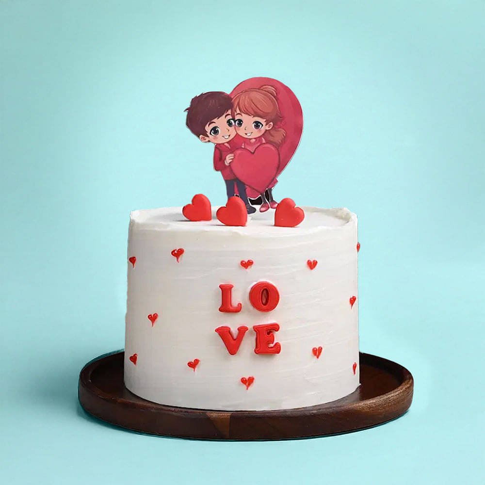 Front View: Heart-Shaped Valentine Cake – Tale of Two Hearts