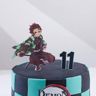 Zoomed View of Tanjiro Demon Slayer Cake Zoomed View of Tanjiro Demon Slayer Cake