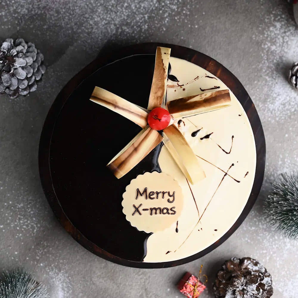 Merry Christmas Chocolate Vanilla Cake