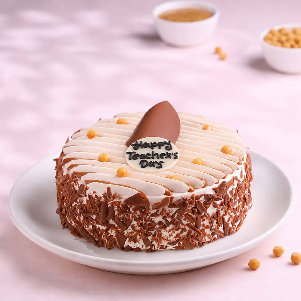Side View of Teachers Day Butterscotch Cake