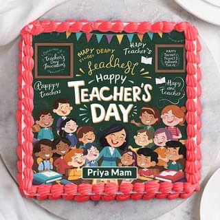 Top View of Teachers Day Celebration Cake