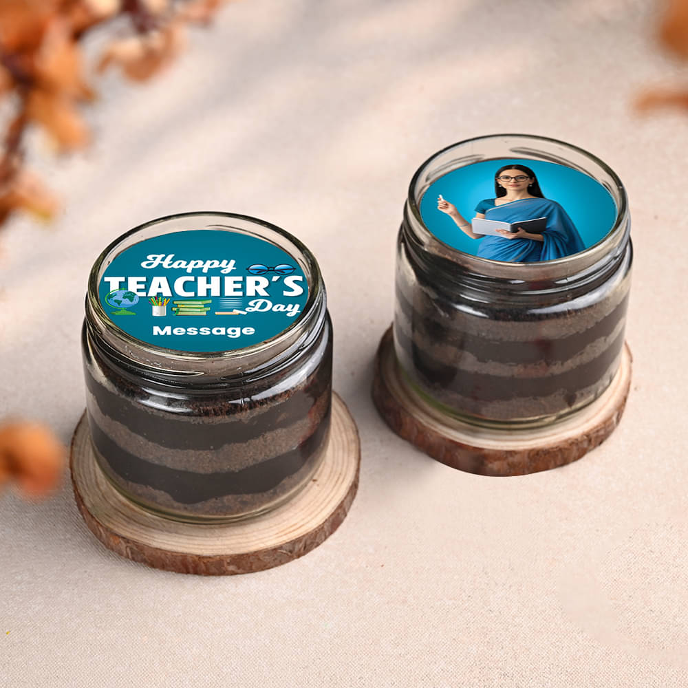 Teachers Day Chocolate Photo Jar Cakes