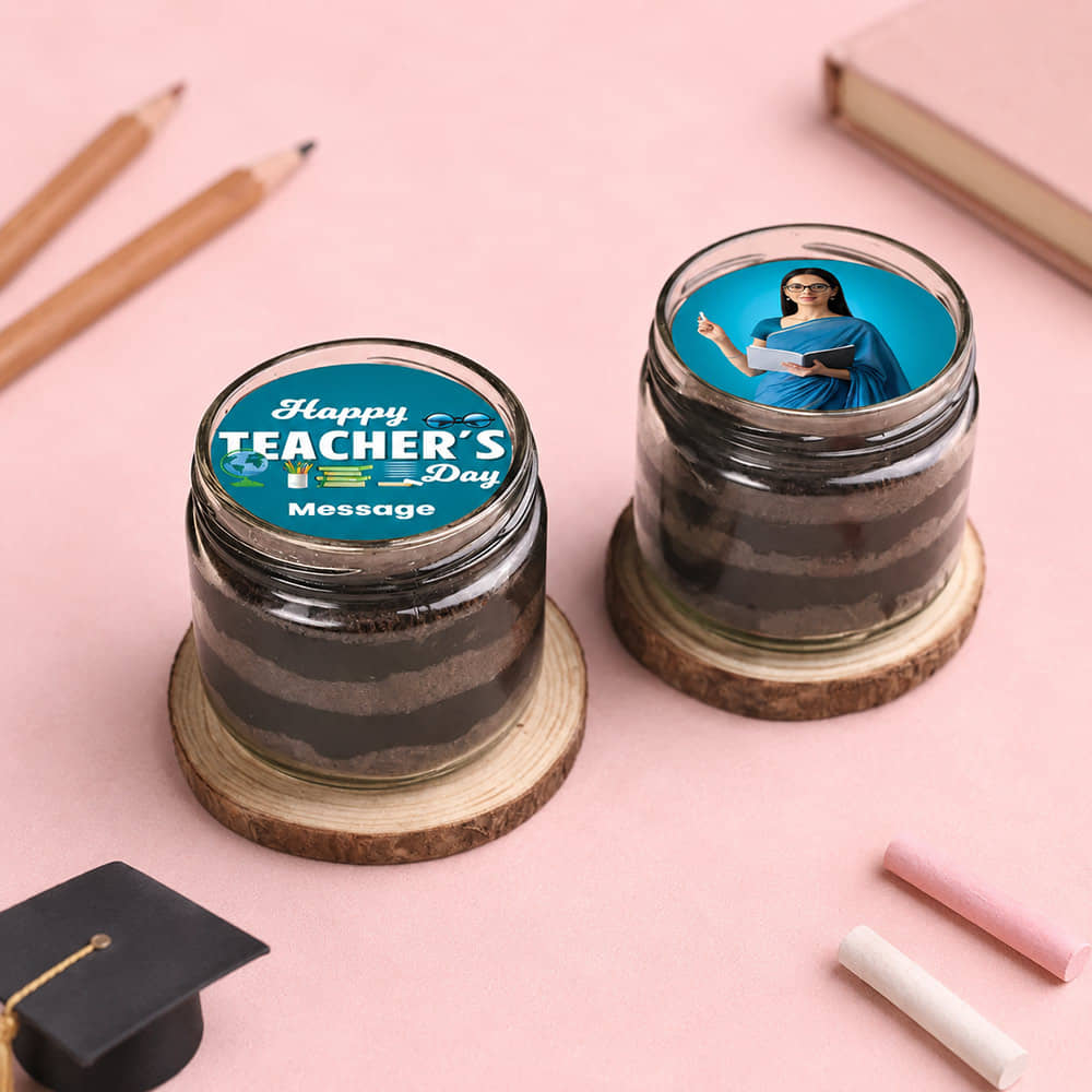 Teachers Day Chocolate Photo Jar Cakes