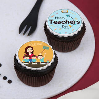 Set of Two Teachers Day Photo Cupcakes