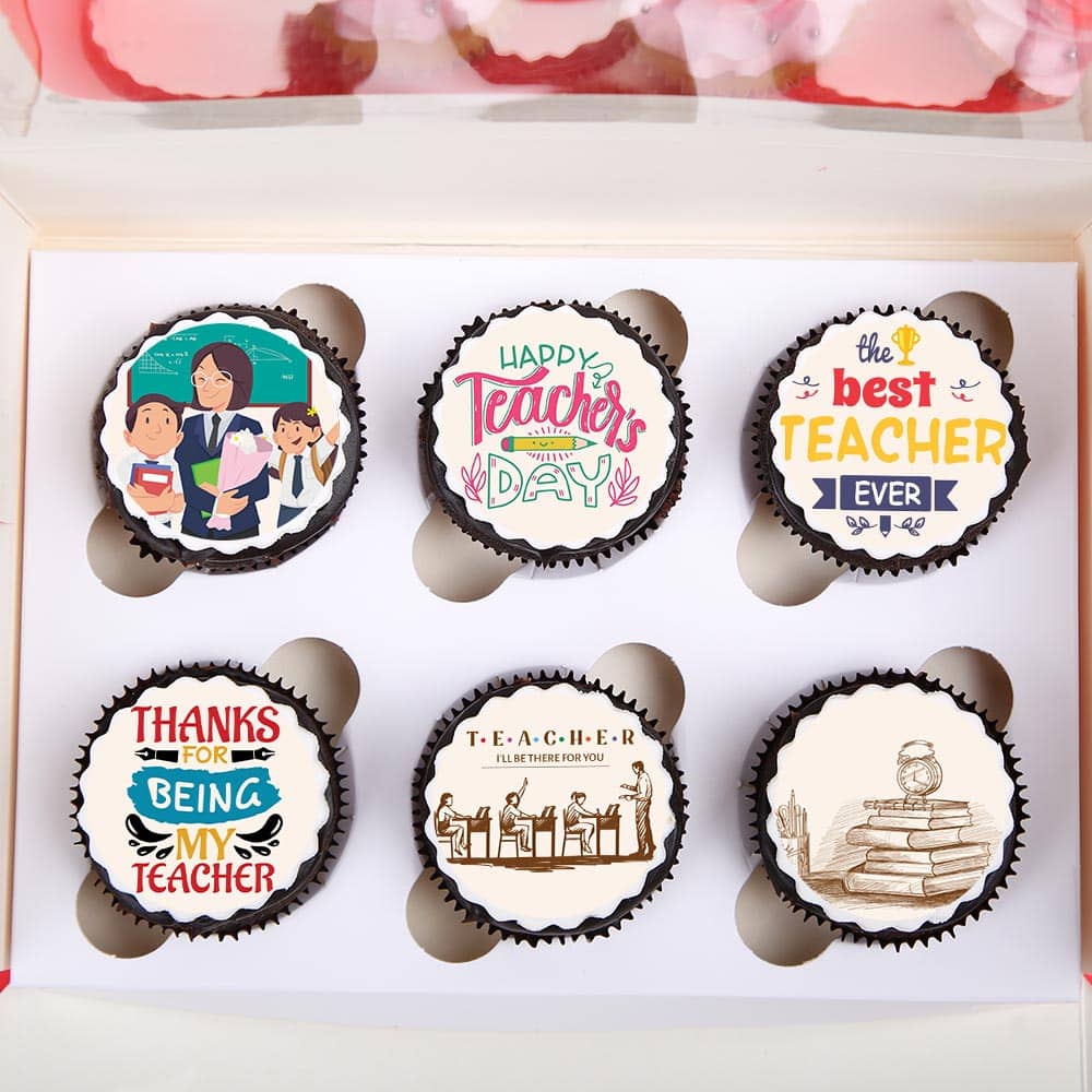Far View of Teachers Day Photo Cupcakes