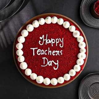 Front View of Teachers Day Red Velvet Cake