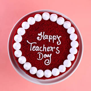 Front View of Teachers Day Red Velvet Cake Front View of Teachers Day Red Velvet Cake