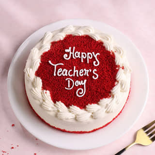Side View of Red Velvet Teachers Day Cake