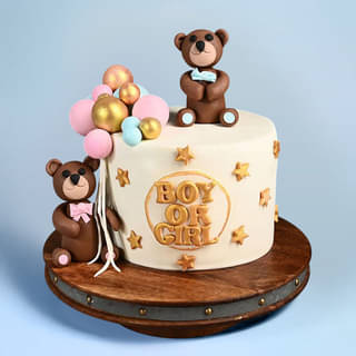Front View of Teddies Baby Shower Cake