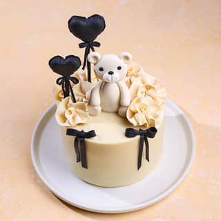 Top View of Teddy Hugs Balloon Cake