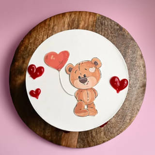 Front View of Teddy Love Cake