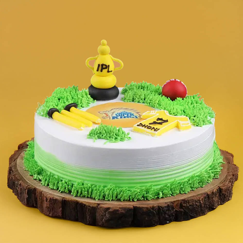 Top View of Thala For A Reason IPL Cake