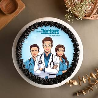 Top View of Thank You Doctors Photo Cake