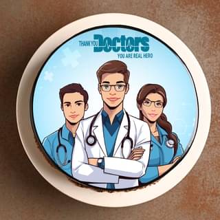 Top View of Thank You Doctors Photo Cake