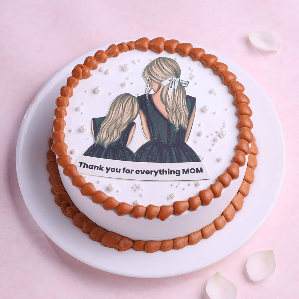 Top View of Thank You Mom Cake