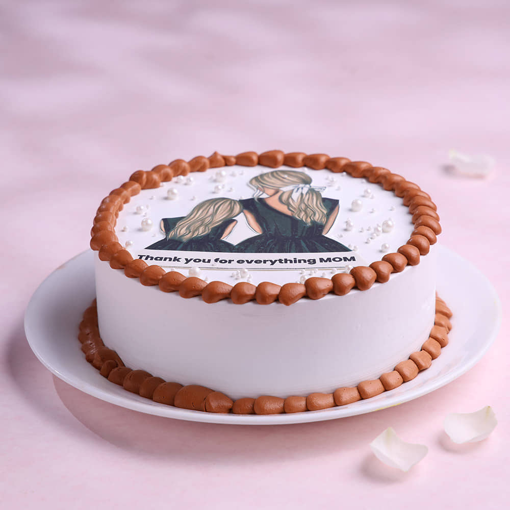 Front View of Thank You Mom Cake