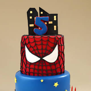 Zoomed-In View of Iconic Spiderman Fondant Cake 