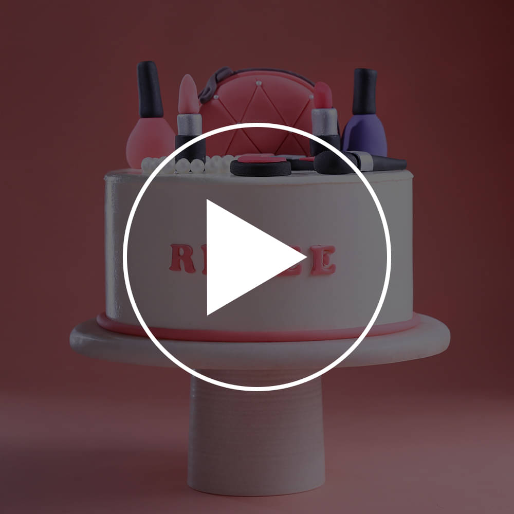 Glamour Makeup Theme Cake