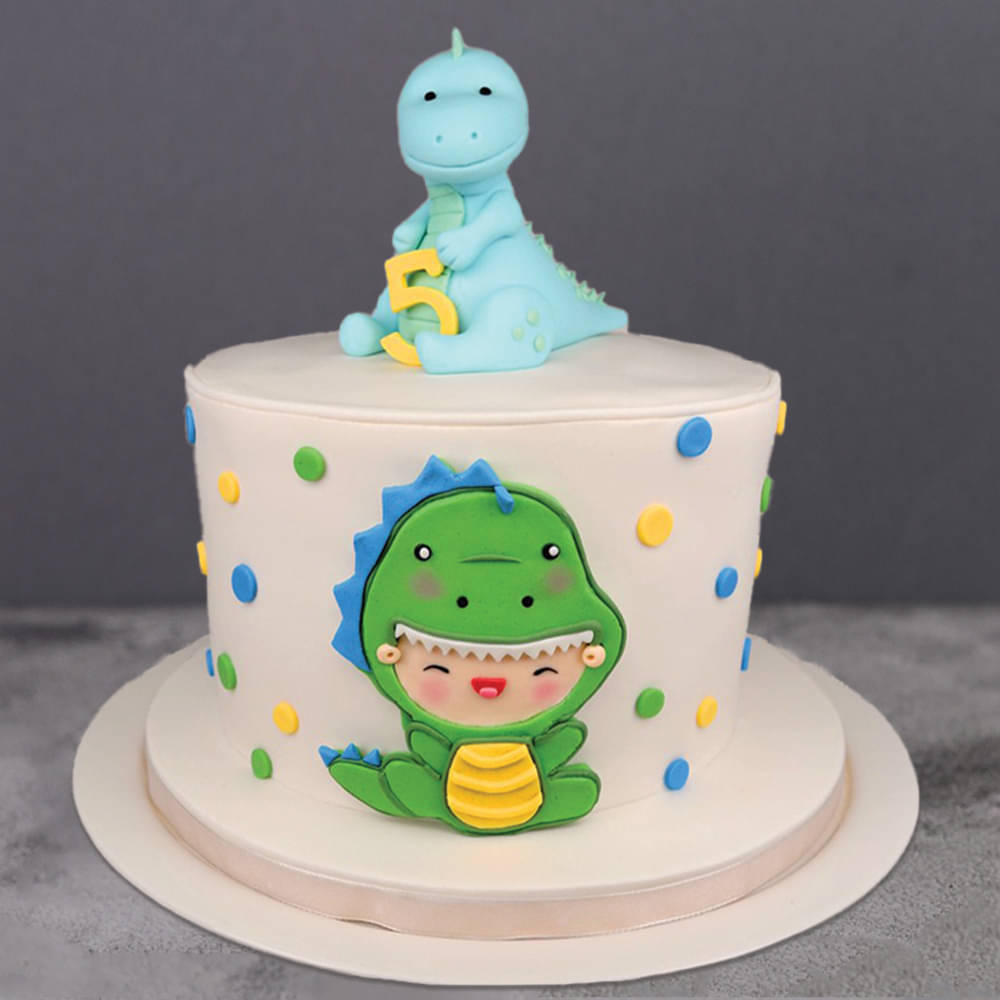 Joyful Dinosaur (Fondant) Cake For Kids Birthday In KL | YippiiGift