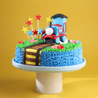 Side View of Thomas Train Adventure Cake