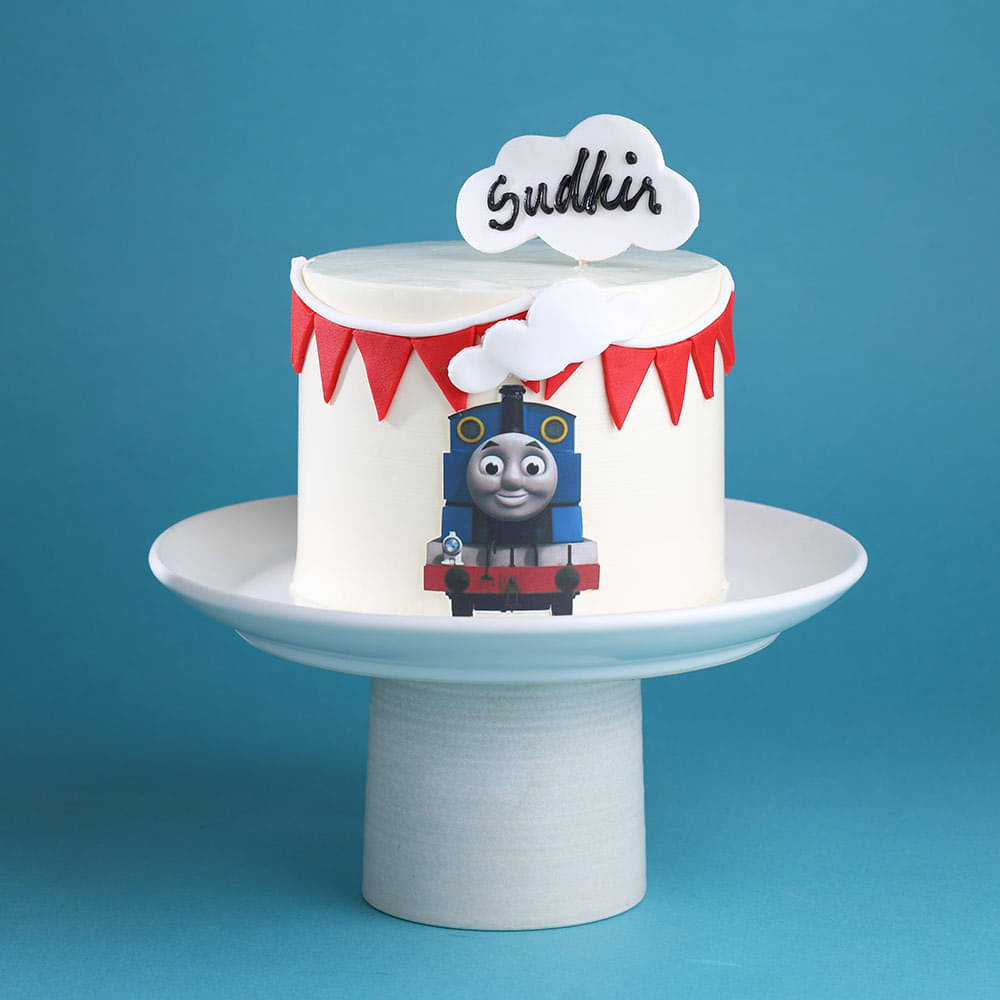 Side View of Thomas Train Birthday Cake