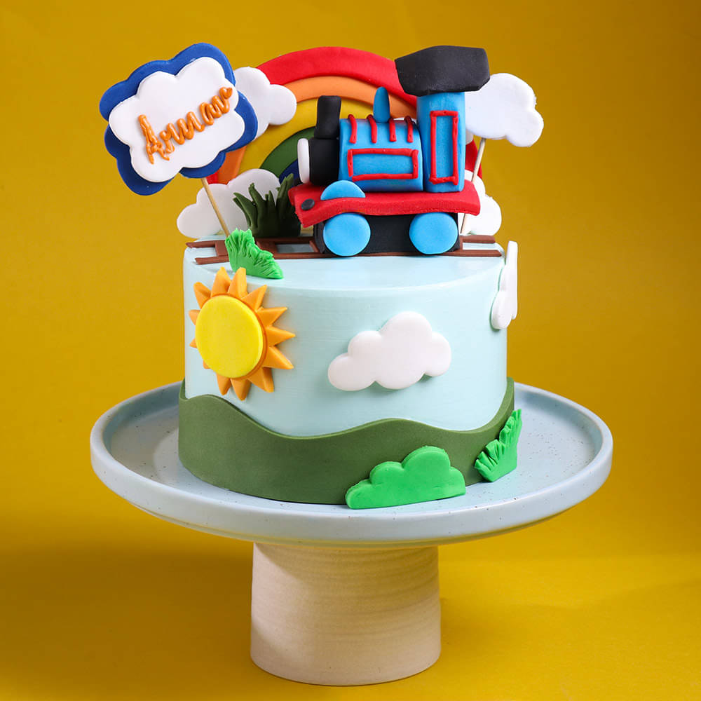 Side View of Thomas Train Happy Ride Cake
