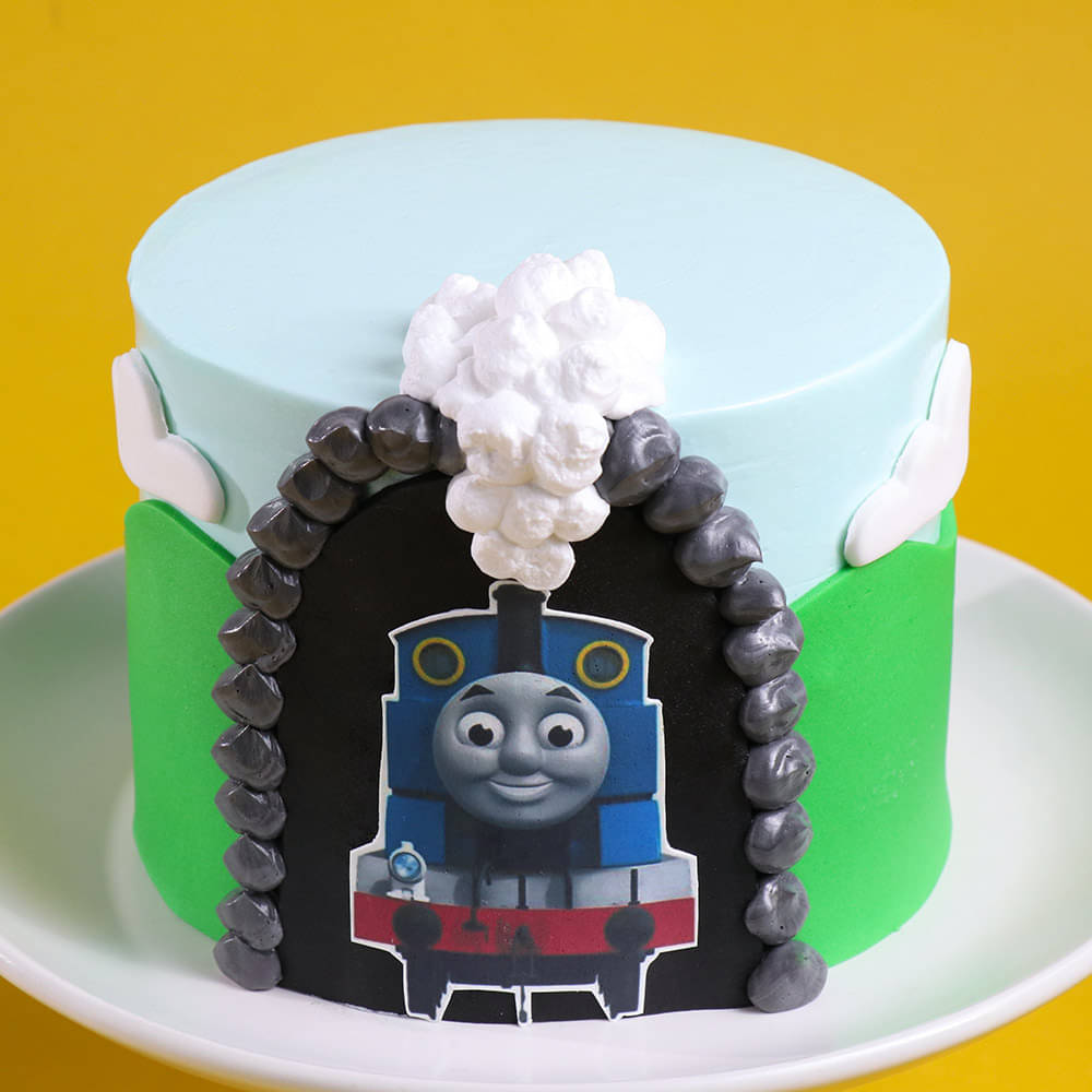 Zoomed-In View of Thomas Train Joyride Cake
