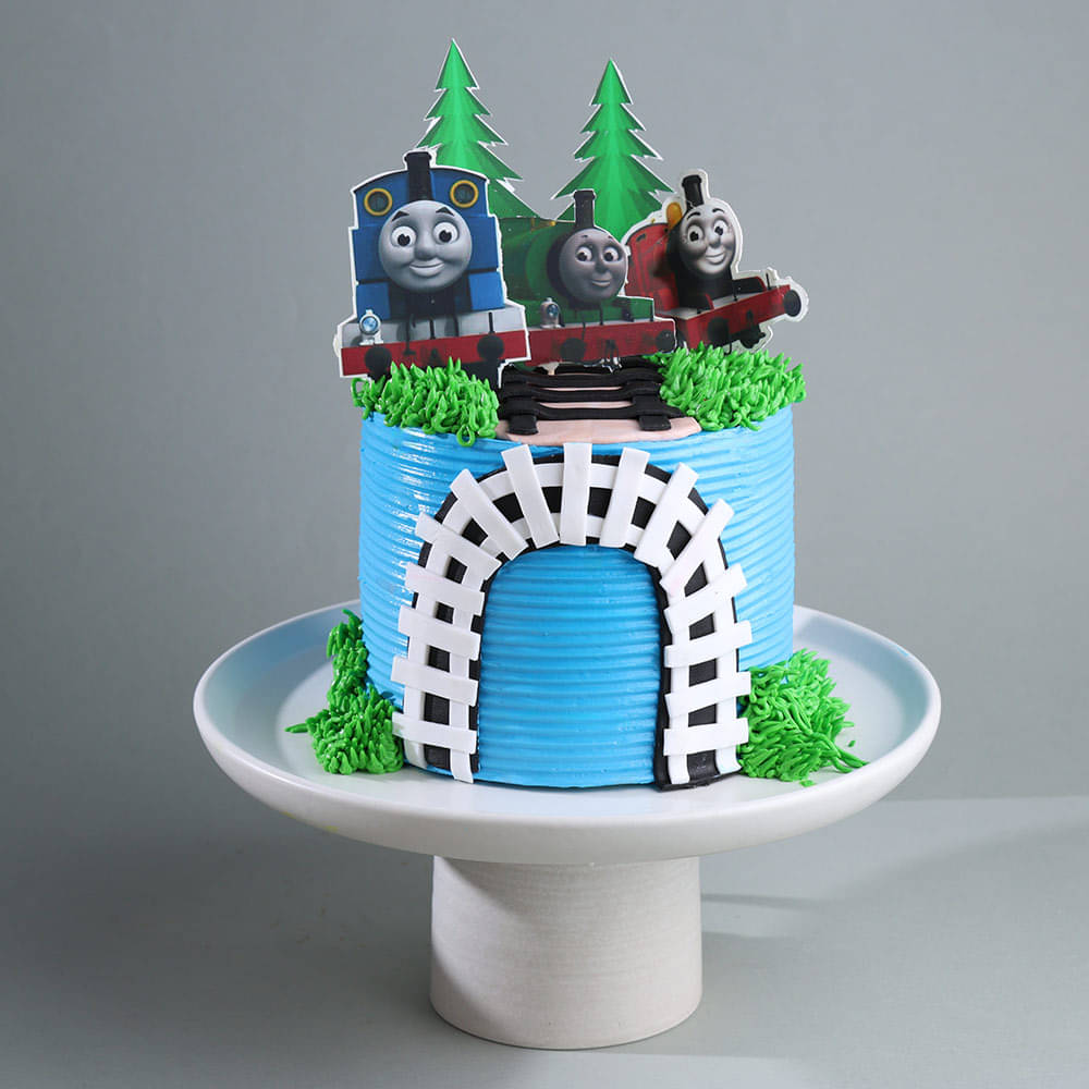Side View of Thomas Train Party Express Cake