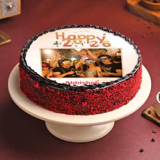 Timeless Elegance New Year Photo Cake