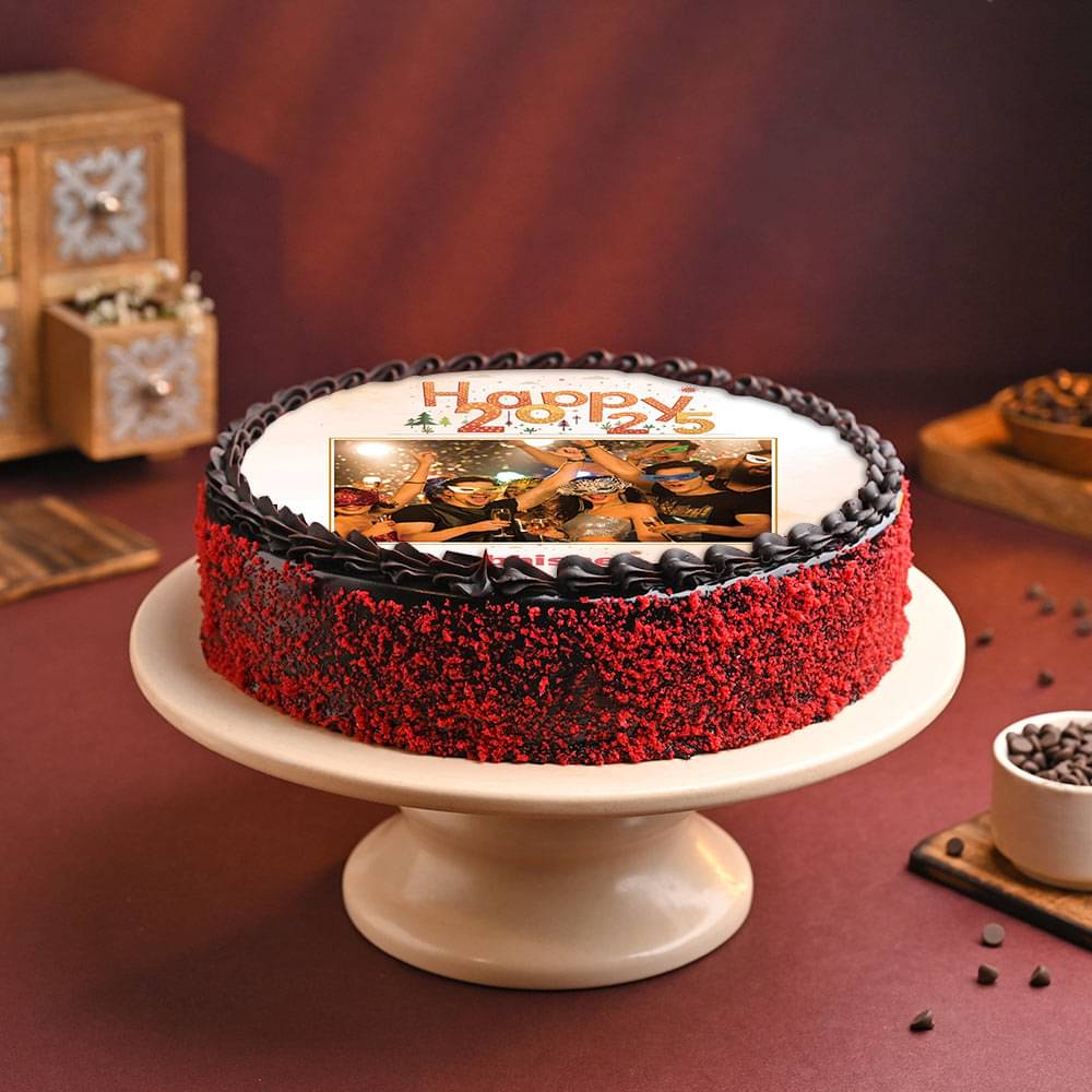 Timeless Elegance New Year Photo Cake