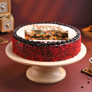 Side View of Timeless Elegance New Year Photo Cake