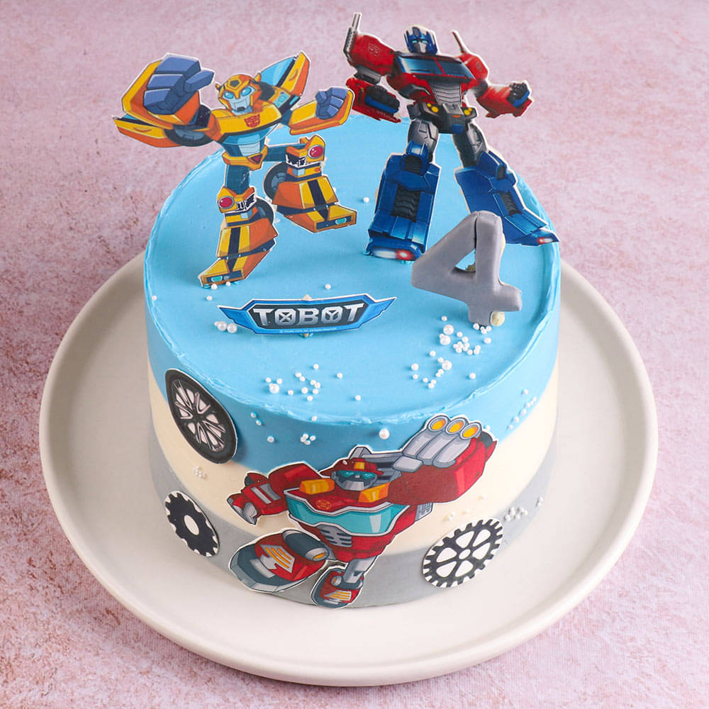 Front Angled View of Tobot Adventure Cake