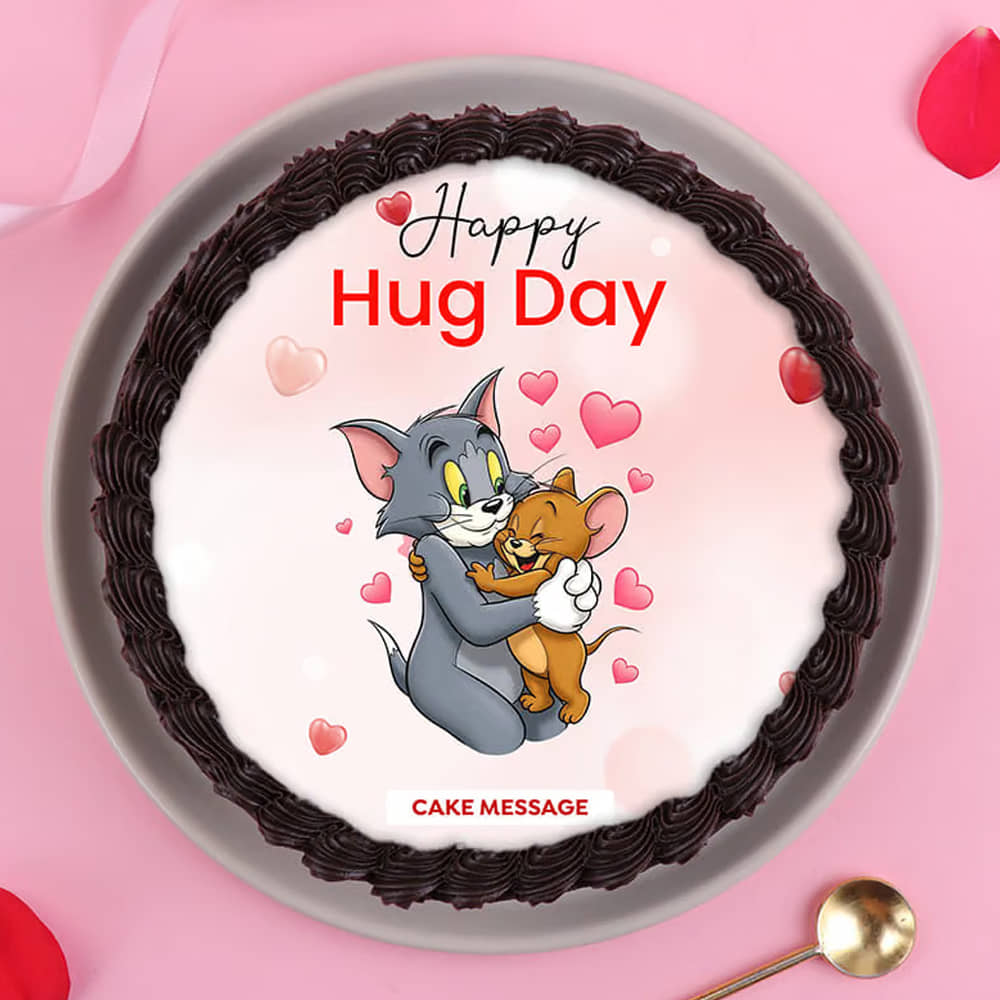 Tom N Jerry Hug Day Cake