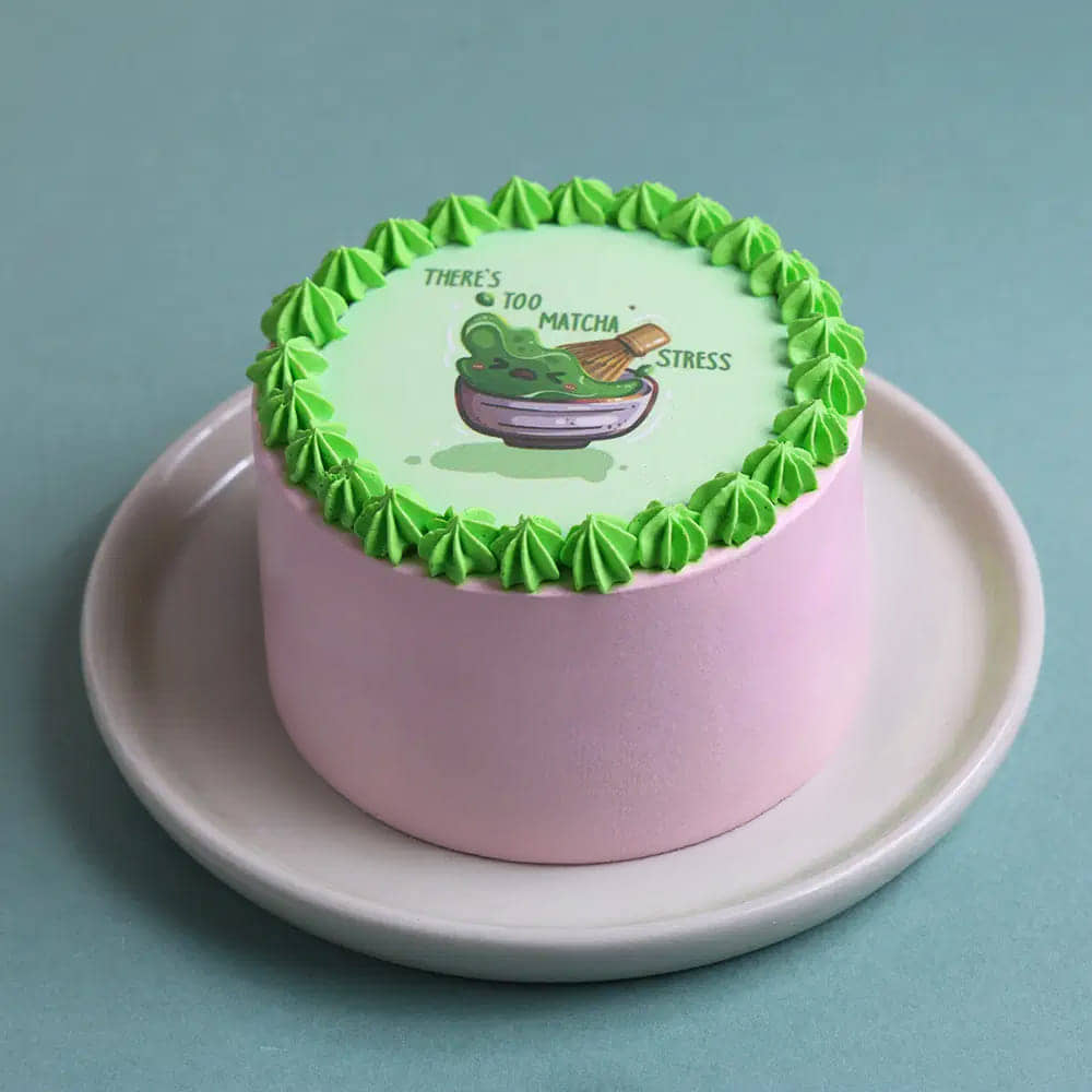Front View of Matcha Stress Bento Cake