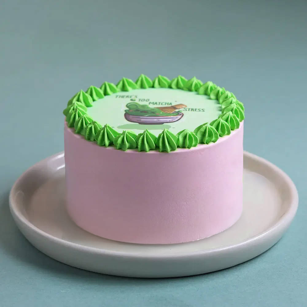 Side View of Matcha Stress Bento Cake Side View of Matcha Stress Bento Cake