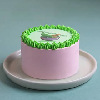 Side View of Matcha Stress Bento Cake Side View of Matcha Stress Bento Cake