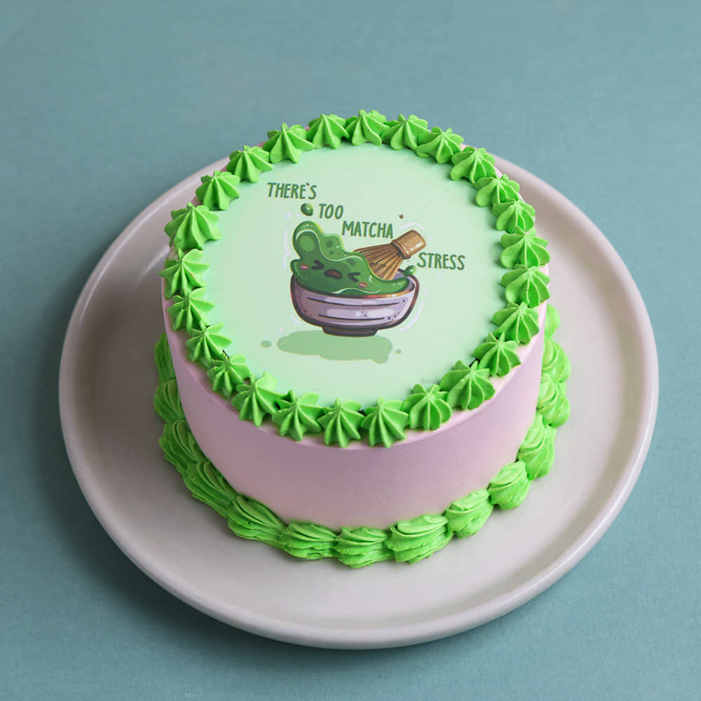 Front View of Matcha Stress Bento Cake