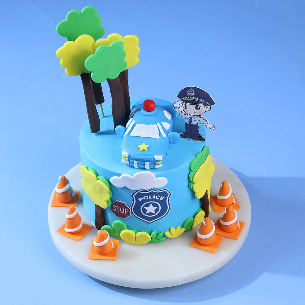 Top View of Traffic Playtime Police Cake
