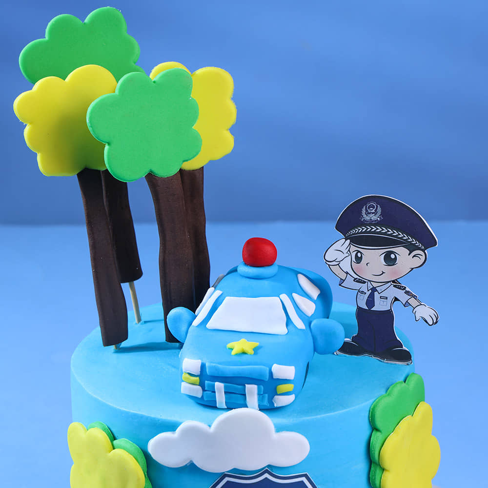 Zoomed-in View of Traffic Playtime Police Cake