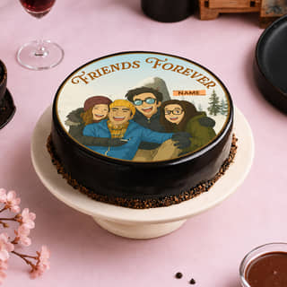 Side View of Tripping Together Friendship Day Cake Side View of Tripping Together Friendship Day Cake