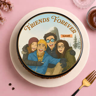 Front View of Tripping Together Friendship Day Cake Front View of Tripping Together Friendship Day Cake