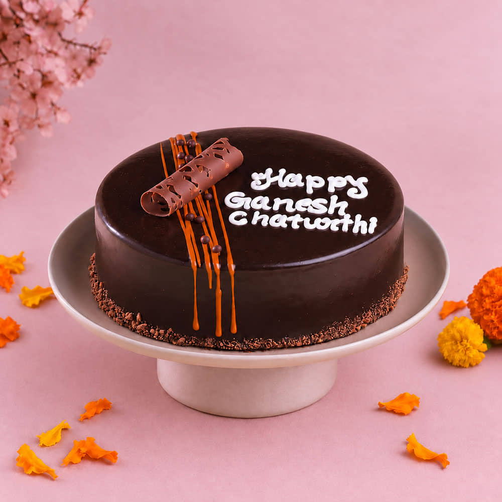 side view Ganesh Chaturthi Choco Truffle Cake side view Ganesh Chaturthi Choco Truffle Cake