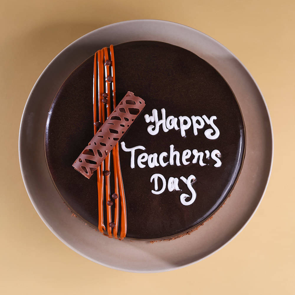 Far View of Round Teachers Day Delight Truffle Cake