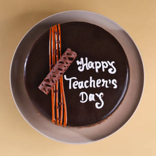 Front View of Round Teachers Day Delight Truffle Cake Front View of Round Teachers Day Delight Truffle Cake