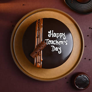 Top View of Round Teachers Day Delight Truffle Cake