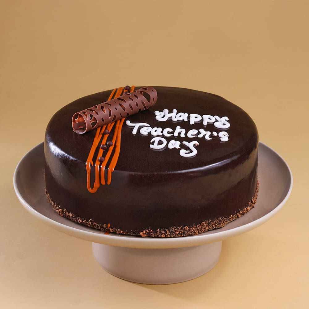 Top View of Round Teachers Day Delight Truffle Cake