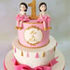 Zoomed View of Twin Ballerina Girls Semi Fondant Cake