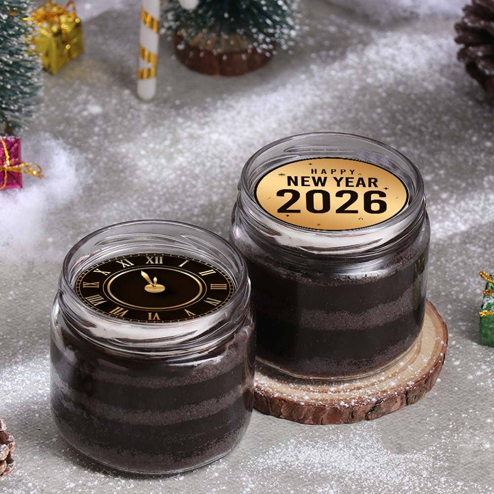 Duo New Year Choco Jar Cakes Duo New Year Choco Jar Cakes