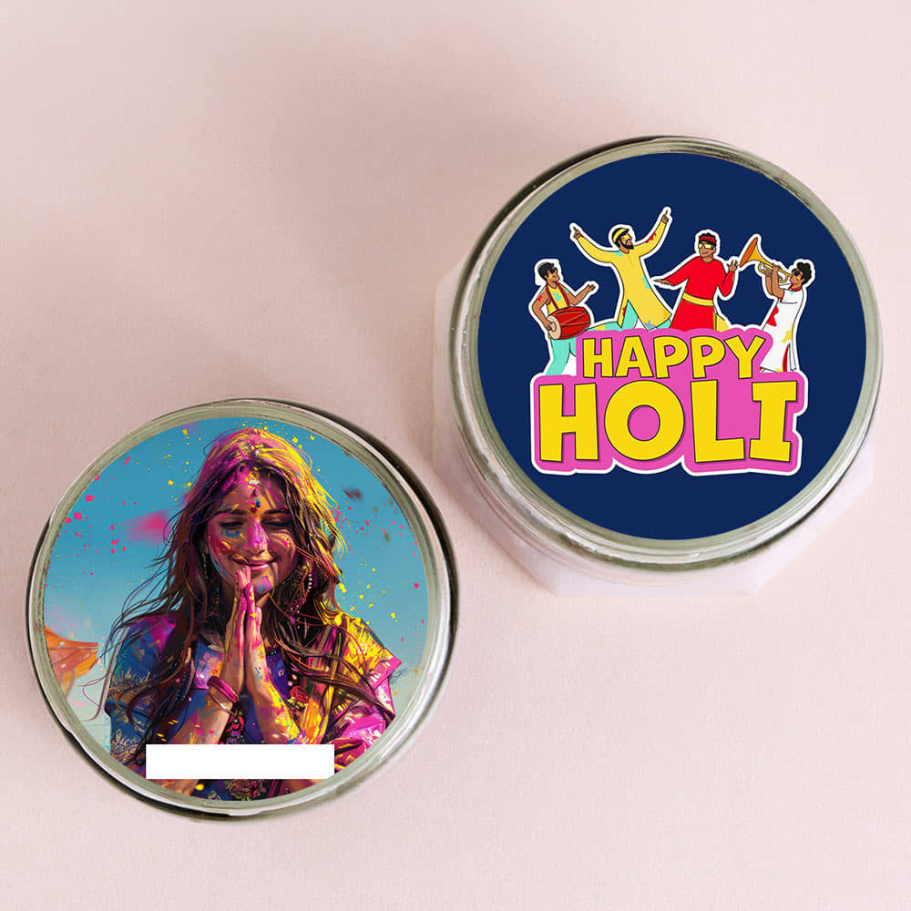 Two Holi Photo Red Velvet Jar Cakes