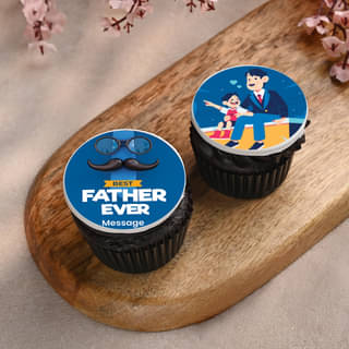 Two Mini Bite Personalised Cupcakes For Dad